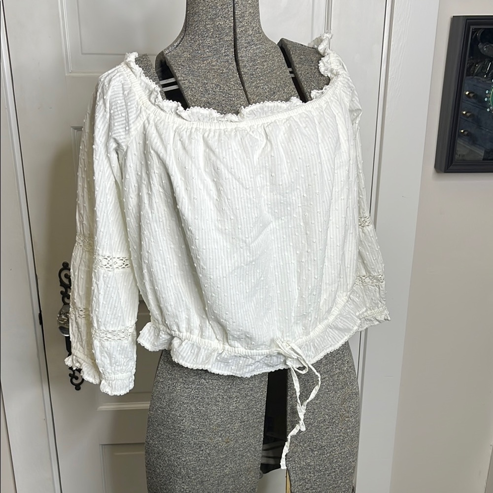 Lauren Conrad White Off-Shoulder Women's Top Large